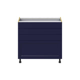 Hugo&Borg Lorette 36-in W x 34.5-in H x 24-in D Navy Blue 4-Drawer Base Fully Assembled Cabinet