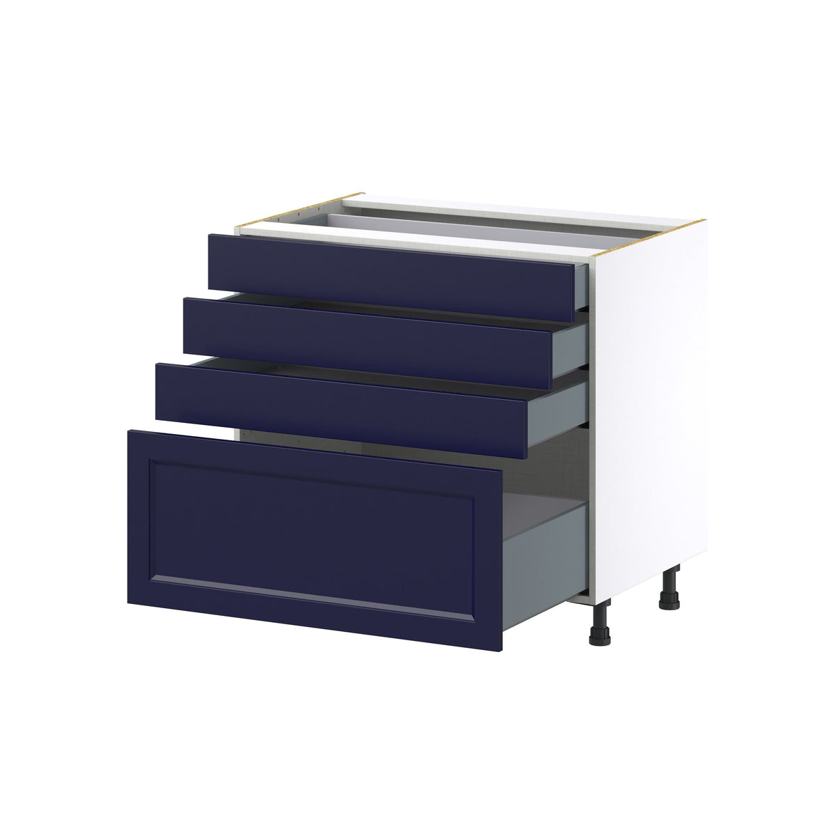 Hugo&Borg Lorette 36-in W x 34.5-in H x 24-in D Navy Blue 4-Drawer Base Fully Assembled Cabinet