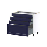Hugo&Borg Lorette 36-in W x 34.5-in H x 24-in D Navy Blue 4-Drawer Base Fully Assembled Cabinet