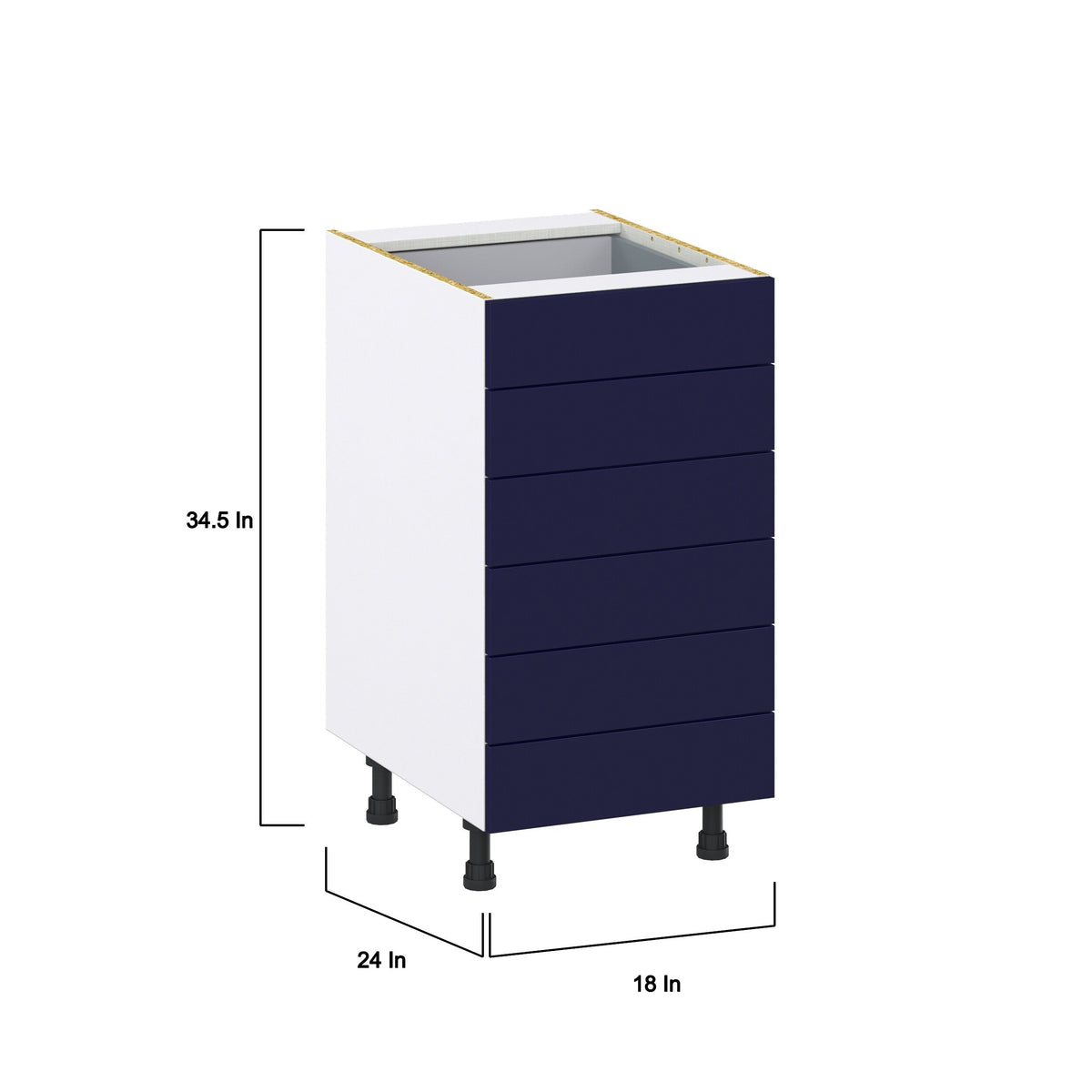 Hugo&Borg Lorette 18-in W x 34.5-in H x 24-in D Navy Blue 6-Drawer Base Fully Assembled Cabinet