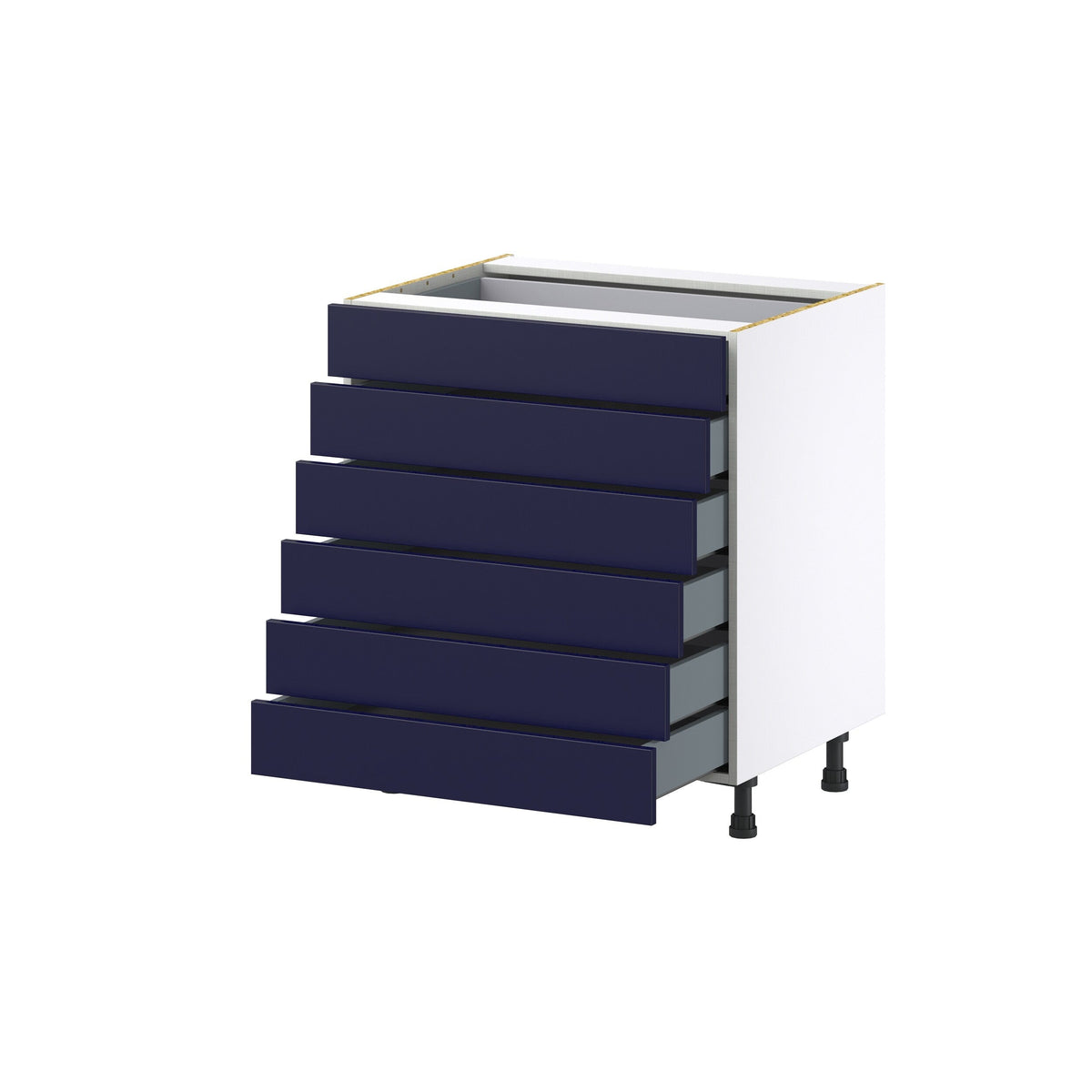 Hugo&Borg Lorette 30-in W x 34.5-in H x 24-in D Navy Blue 6-Drawer Base Fully Assembled Cabinet