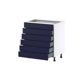 Hugo&Borg Lorette 30-in W x 34.5-in H x 24-in D Navy Blue 6-Drawer Base Fully Assembled Cabinet