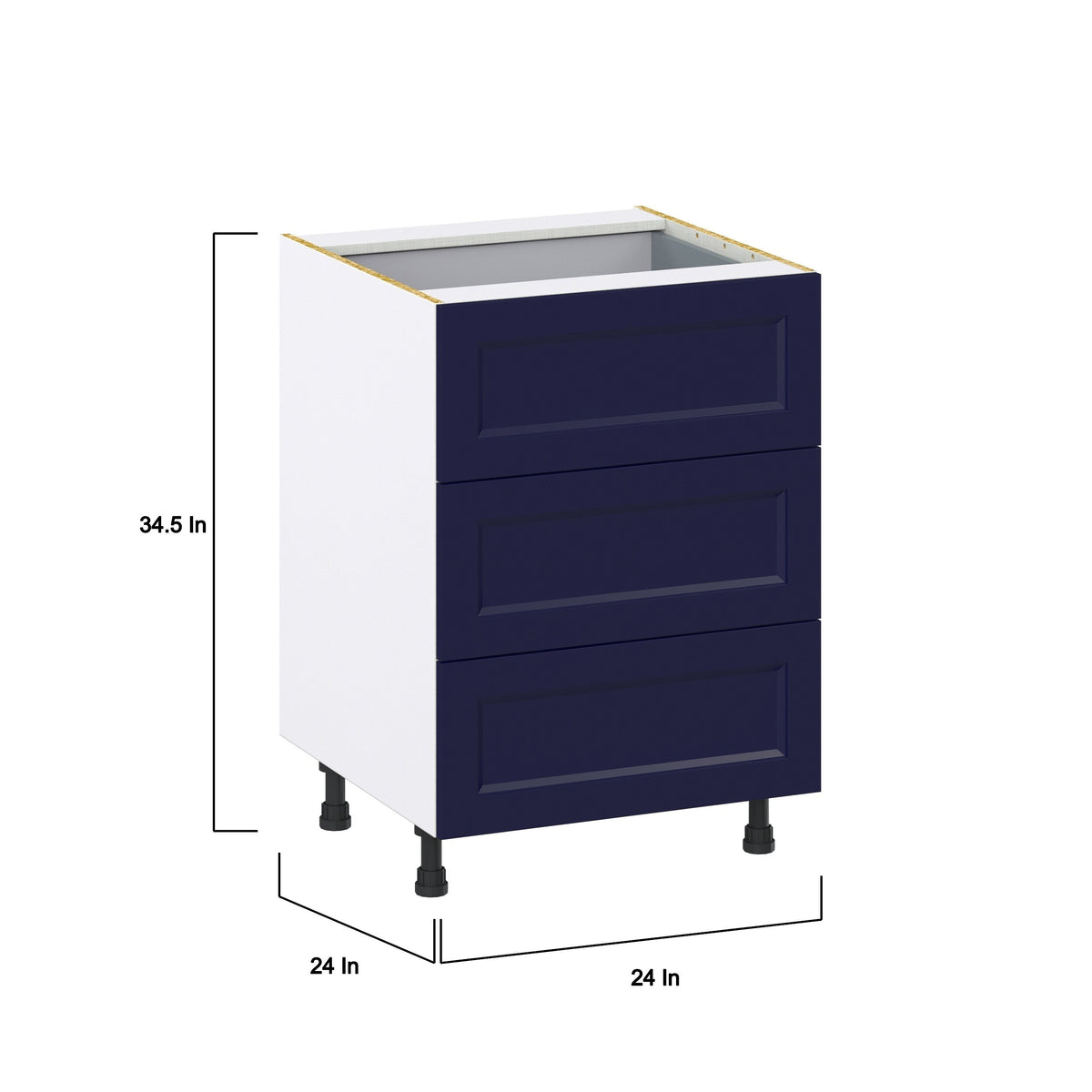 Hugo&Borg Lorette 24-in W x 34.5-in H x 25-in D Navy Blue 3-Drawer Base Fully Assembled Cabinet