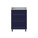 Hugo&Borg Lorette 24-in W x 34.5-in H x 25-in D Navy Blue 3-Drawer Base Fully Assembled Cabinet