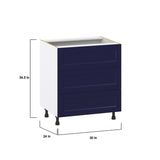 Hugo&Borg Lorette 30-in W x 34.5-in H x 25-in D Navy Blue 3-Drawer Base Fully Assembled Cabinet