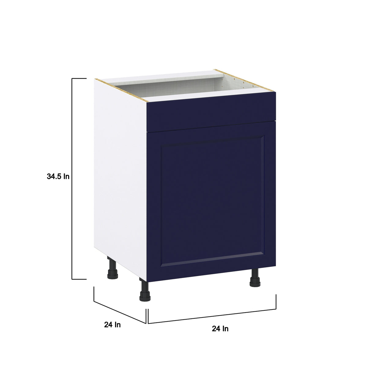 Hugo&Borg Lorette 24-in W x 34.5-in H x 24-in D Navy Blue Sink Base Fully Assembled Cabinet (Recessed Panel Shaker Style)