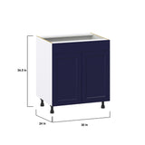 Hugo&Borg Lorette 30-in W x 34.5-in H x 24-in D Navy Blue Sink Base Fully Assembled Cabinet (Recessed Panel Shaker Style)