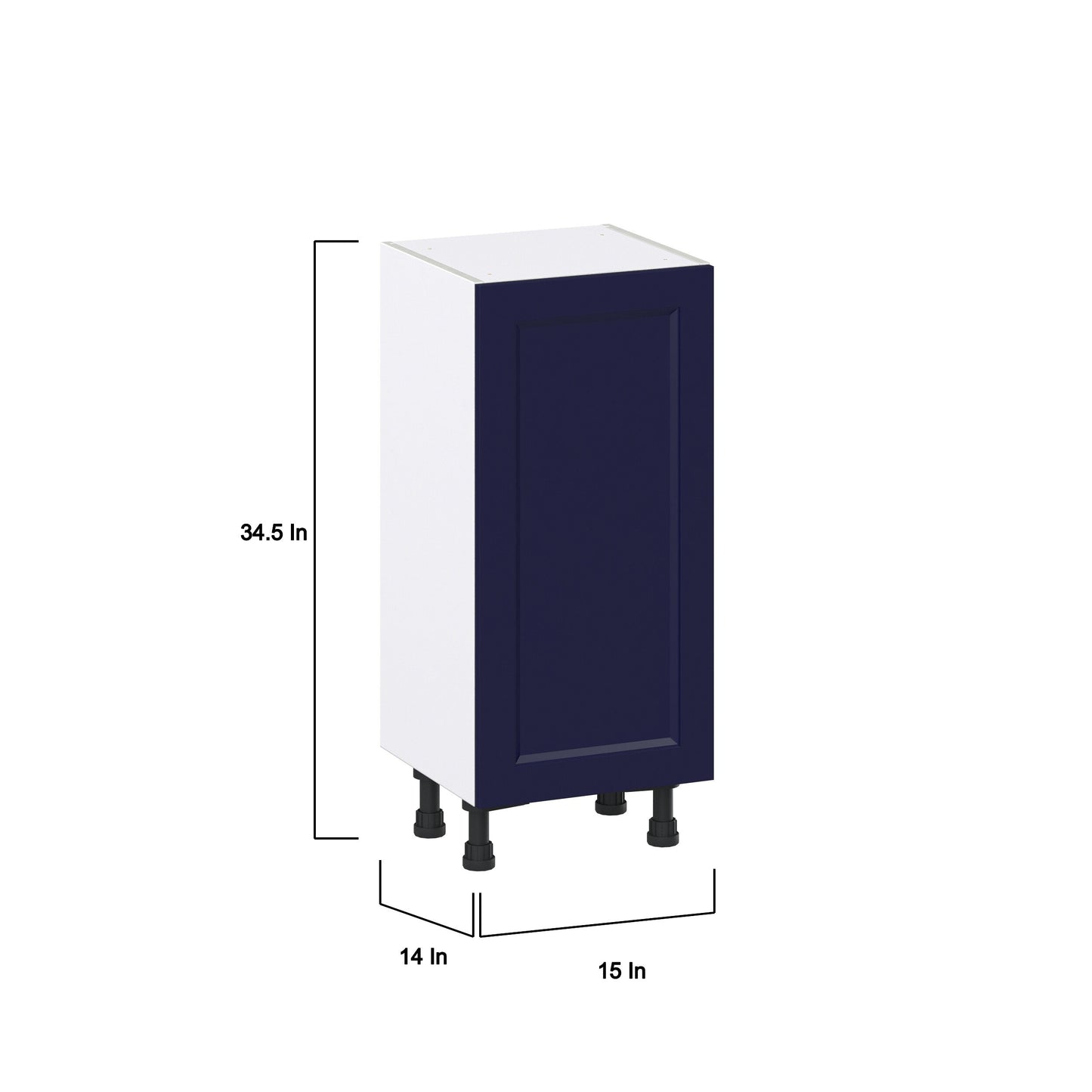 Hugo&Borg Lorette 15-in W x 34.5-in H x 14-in D Navy Blue Base Fully Assembled Cabinet (Recessed Panel Shaker Door Style)