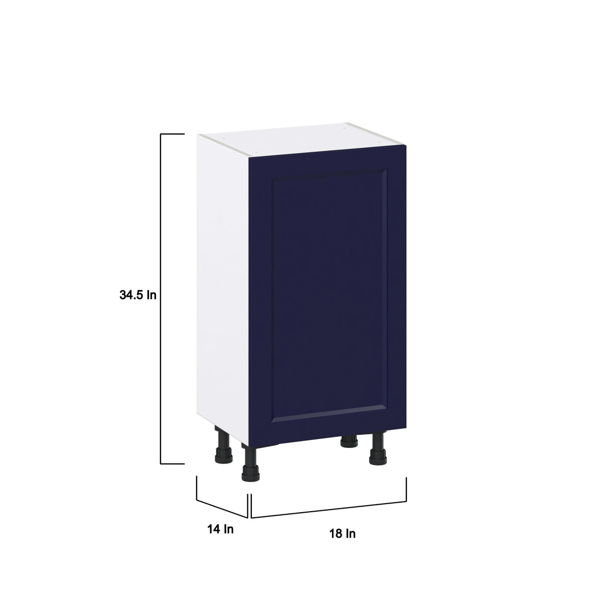 Hugo&Borg Lorette 18-in W x 34.5-in H x 14-in D Navy Blue Base Fully Assembled Cabinet (Recessed Panel Shaker Door Style)