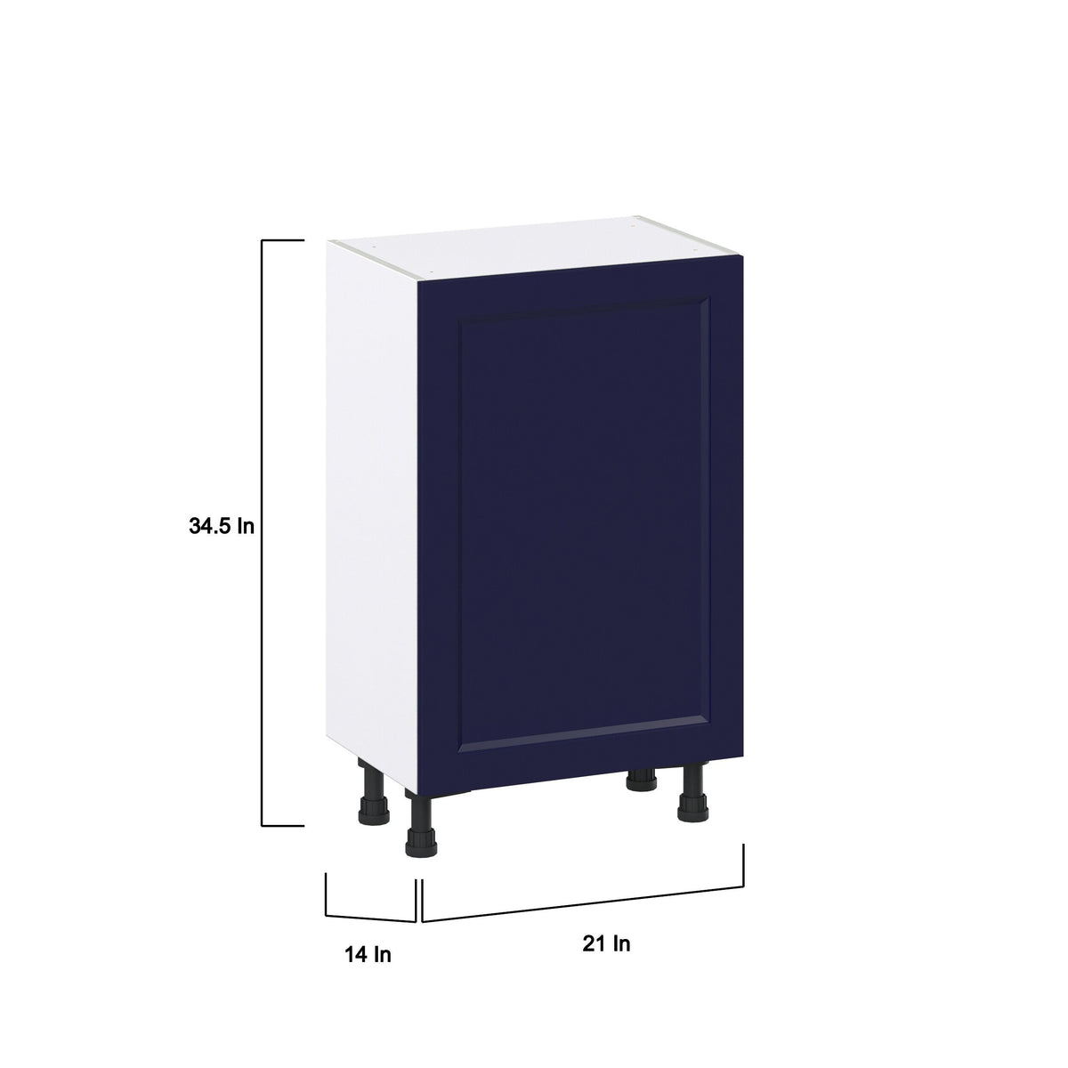 Hugo&Borg Lorette 21-in W x 34.5-in H x 14-in D Navy Blue Base Fully Assembled Cabinet (Recessed Panel Shaker Door Style)