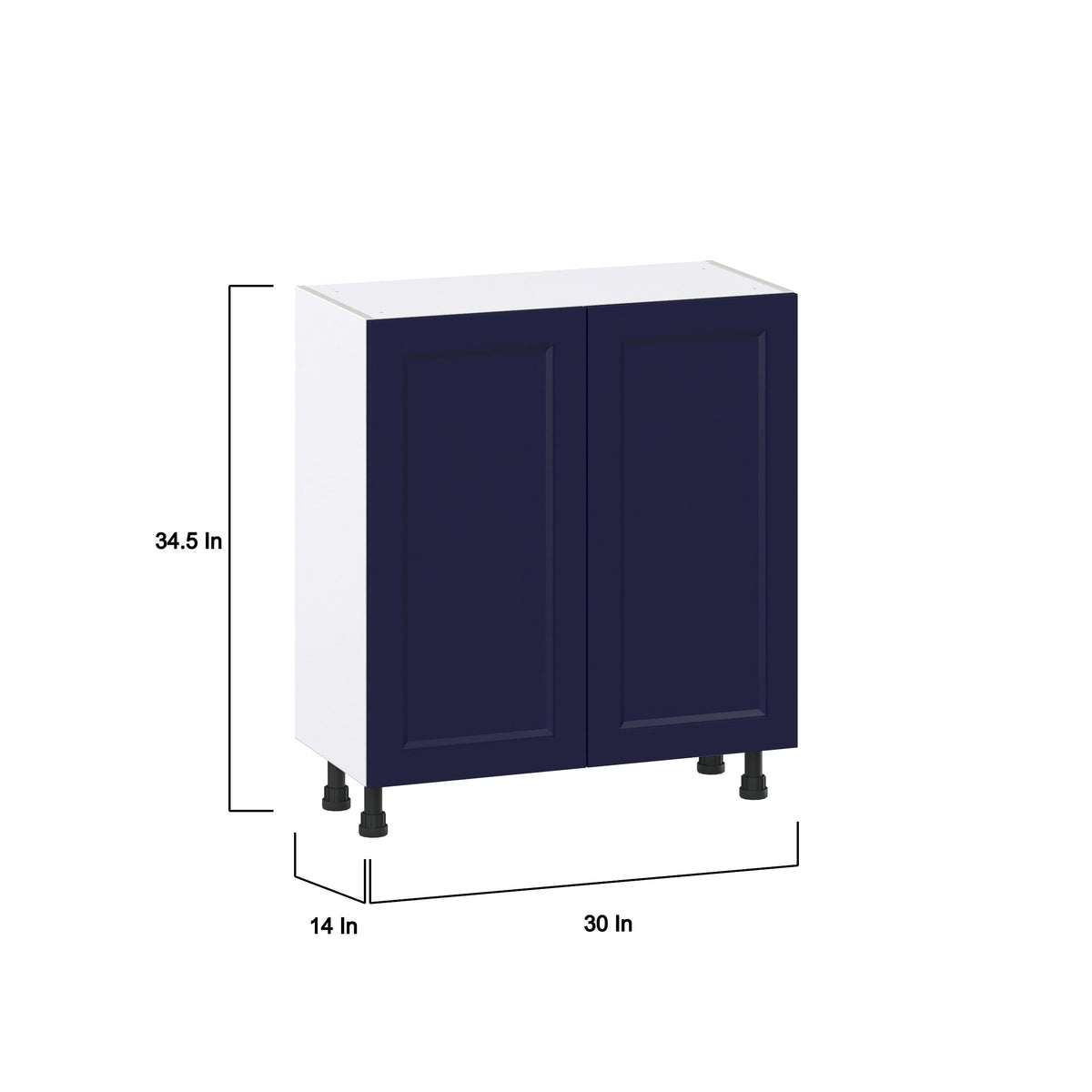 Hugo&Borg Lorette 30-in W x 34.5-in H x 14-in D Navy Blue Base Fully Assembled Cabinet (Recessed Panel Shaker Door Style)