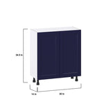 Hugo&Borg Lorette 30-in W x 34.5-in H x 14-in D Navy Blue Base Fully Assembled Cabinet (Recessed Panel Shaker Door Style)