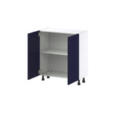 Hugo&Borg Lorette 30-in W x 34.5-in H x 14-in D Navy Blue Base Fully Assembled Cabinet (Recessed Panel Shaker Door Style)