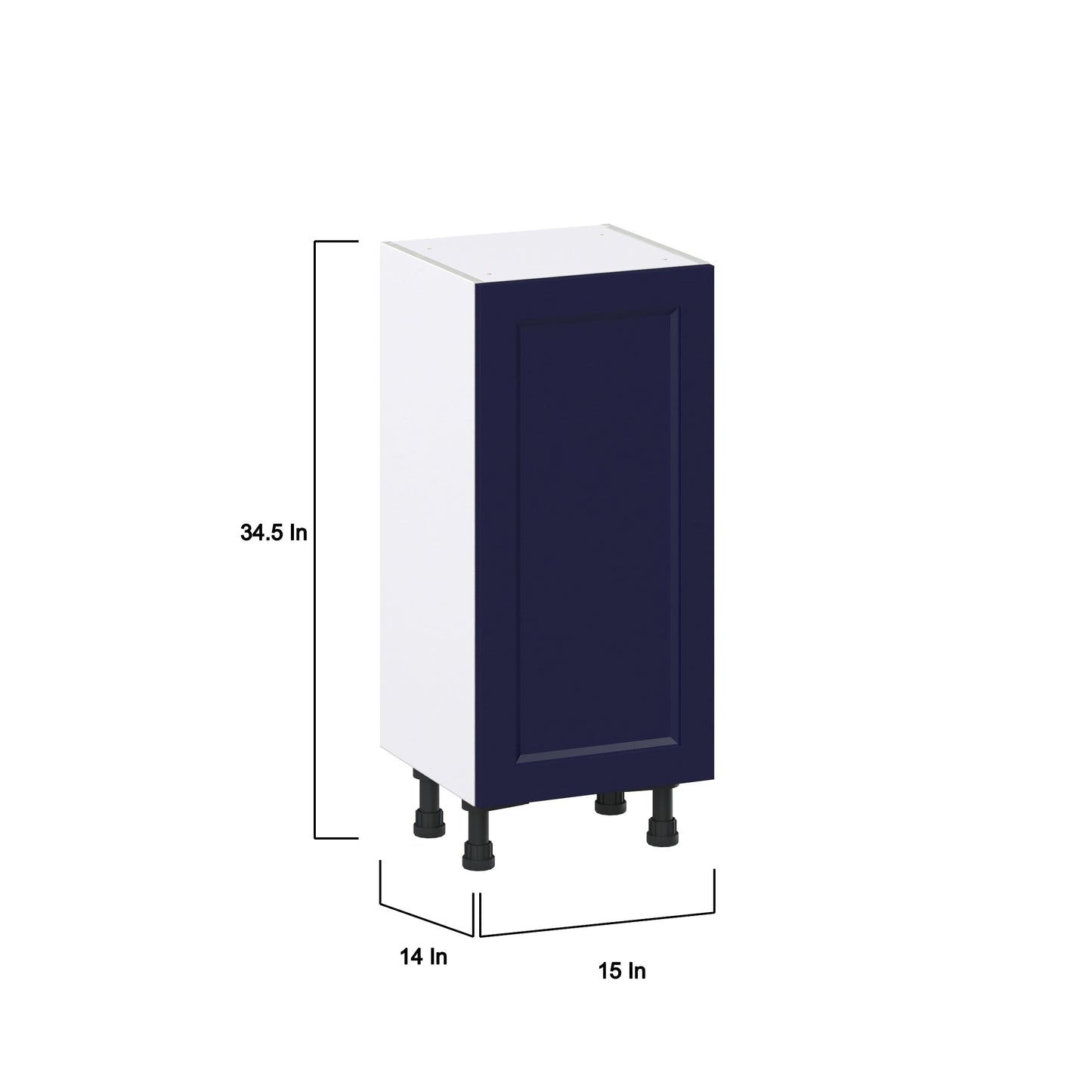 Hugo&Borg Lorette 15-in W x 34.5-in H x 14-in D Navy Blue 3-Drawers Base Fully Assembled Cabinet (Recessed Panel Shaker Style)