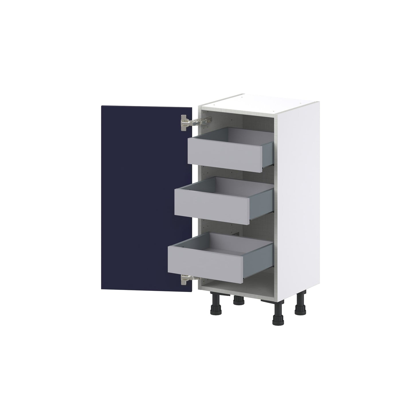 Hugo&Borg Lorette 15-in W x 34.5-in H x 14-in D Navy Blue 3-Drawers Base Fully Assembled Cabinet (Recessed Panel Shaker Style)