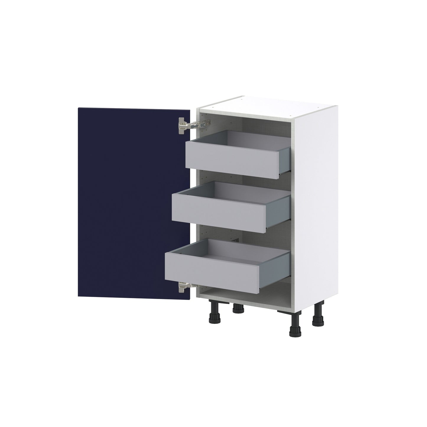 Hugo&Borg Lorette 18-in W x 34.5-in H x 14-in D Navy Blue 3-Drawers Base Fully Assembled Cabinet (Recessed Panel Shaker Style)