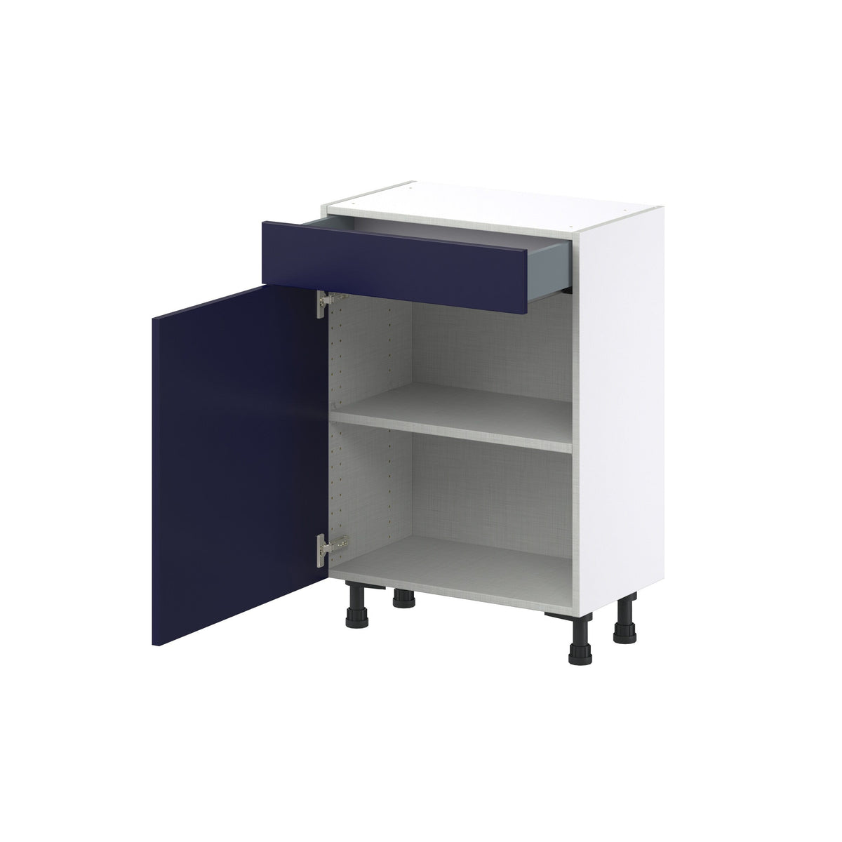 Hugo&Borg Lorette 24-in W x 34.5-in H x 14-in D Navy Blue 1-Drawer Base Fully Assembled Cabinet (Recessed Panel Shaker Style)