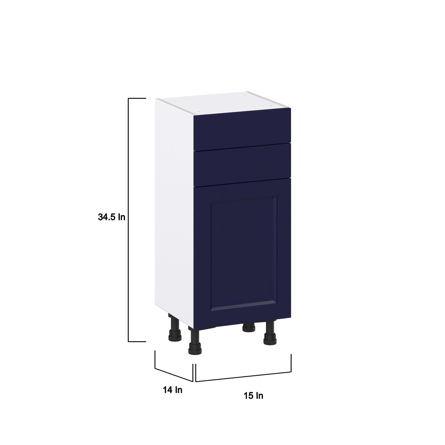 Hugo&Borg Lorette 15-in W x 34.5-in H x 14-in D Navy Blue 2-Drawers Base Fully Assembled Cabinet (Recessed Panel Shaker Style)
