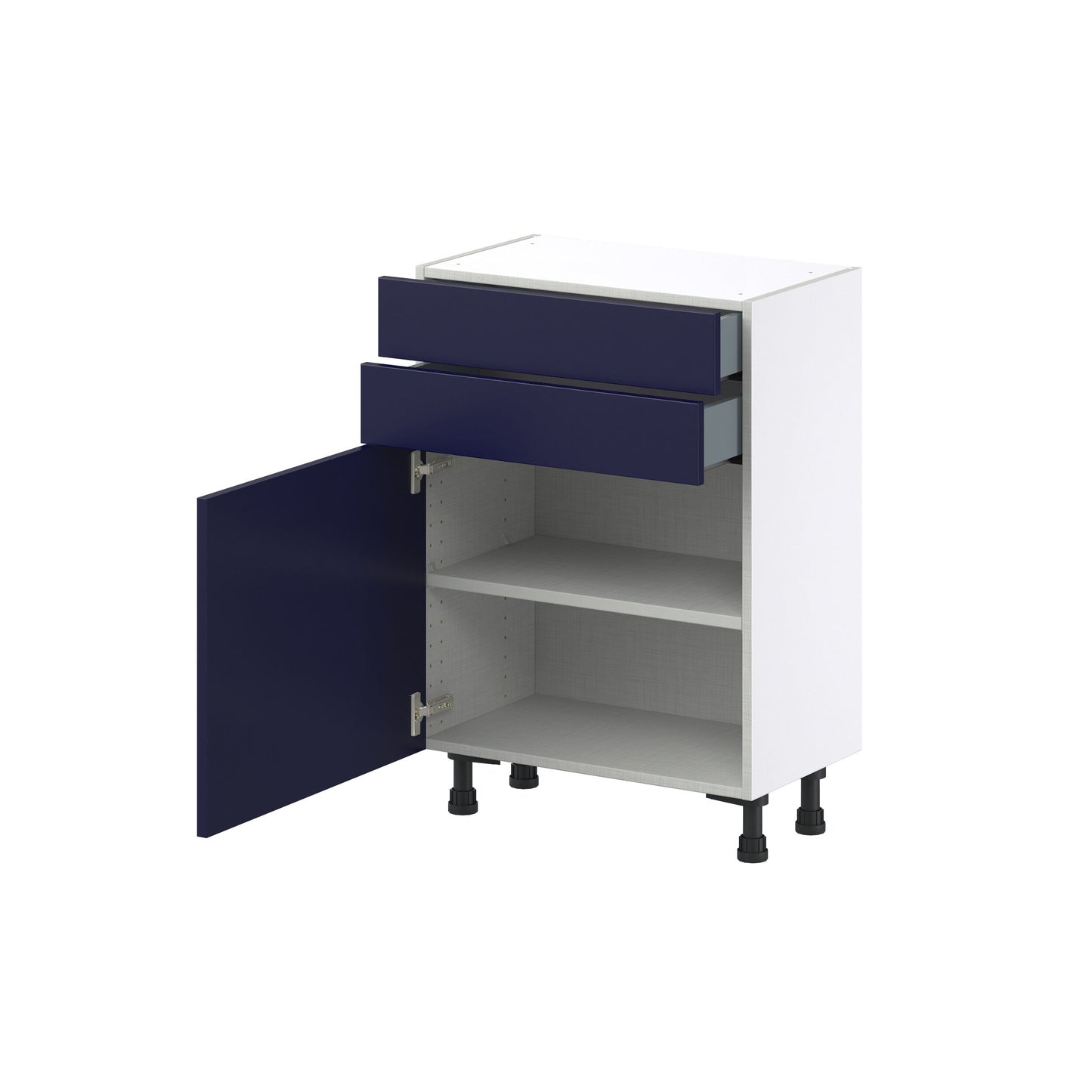 Hugo&Borg Lorette 24-in W x 34.5-in H x 14-in D Navy Blue 2-Drawers Base Fully Assembled Cabinet (Recessed Panel Shaker Style)