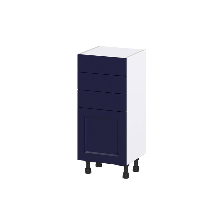 Hugo&Borg Lorette 15-in W x 34.5-in H x 14-in D Navy Blue 3-Drawers Base Fully Assembled Cabinet (Recessed Panel Shaker Style)