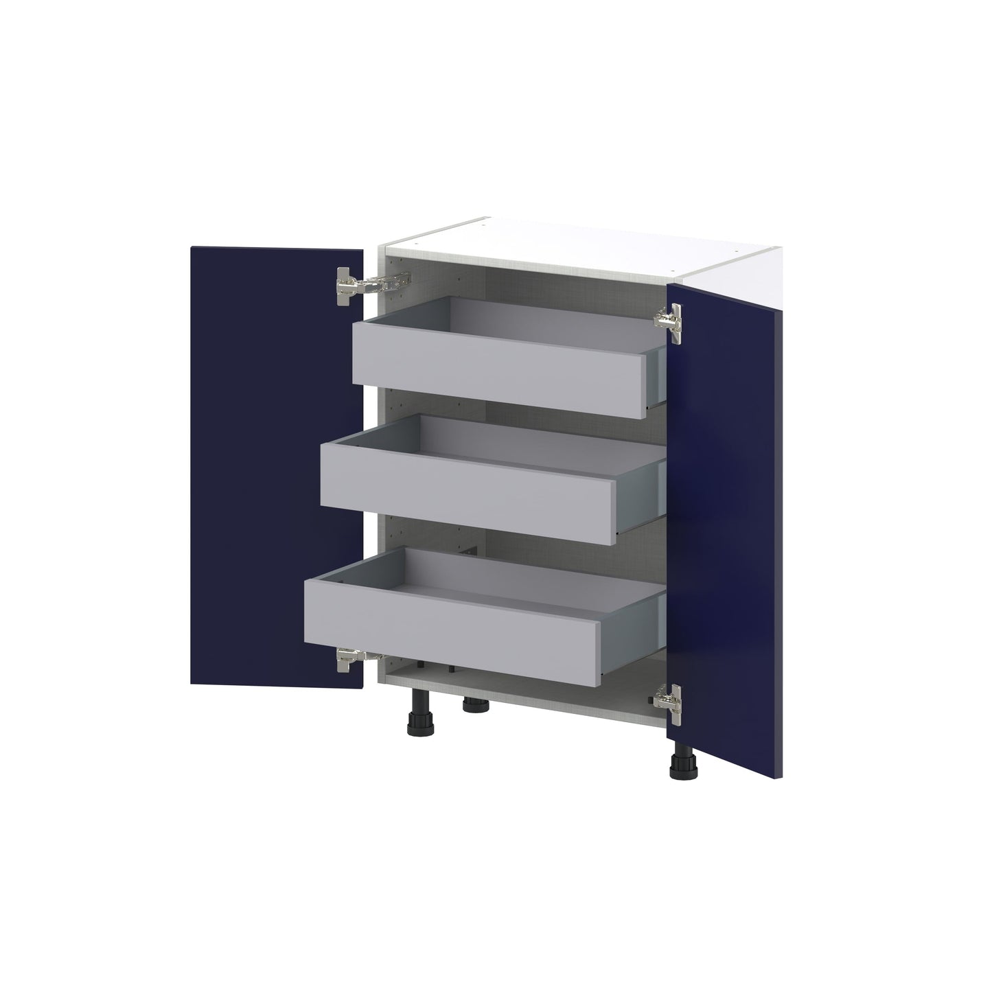 Hugo&Borg Lorette 24-in W x 34.5-in H x 14-in D Navy Blue 3-Drawers Base Fully Assembled Cabinet (Recessed Panel Shaker Style)