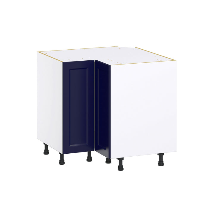 Hugo&Borg Lorette 36-in W x 34.5-in H x 24-in D Navy Blue Blind Corner Base Fully Assembled Cabinet (Recessed Panel Shaker Style)