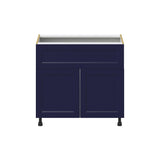 Hugo&Borg Lorette 36-in W x 34.5-in H x 24-in D Navy Blue 1-Drawer Base Fully Assembled Cabinet (Recessed Panel Shaker Style)