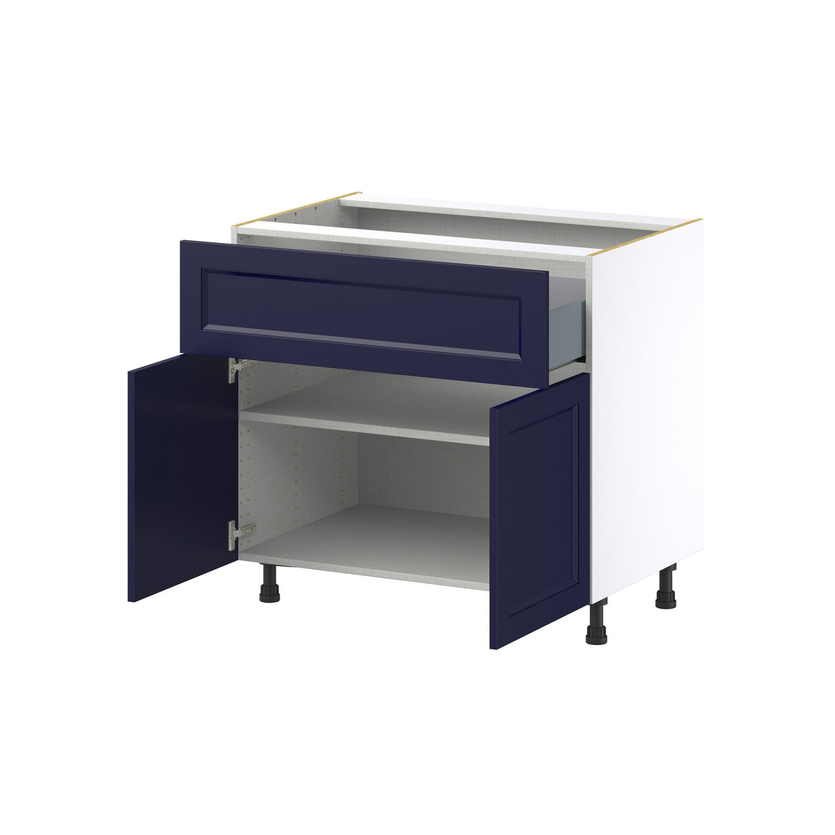 Hugo&Borg Lorette 36-in W x 34.5-in H x 24-in D Navy Blue 1-Drawer Base Fully Assembled Cabinet (Recessed Panel Shaker Style)