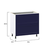 Hugo&Borg Lorette 36-in W x 34.5-in H x 24-in D Navy Blue 2-Drawer Base Fully Assembled Cabinet