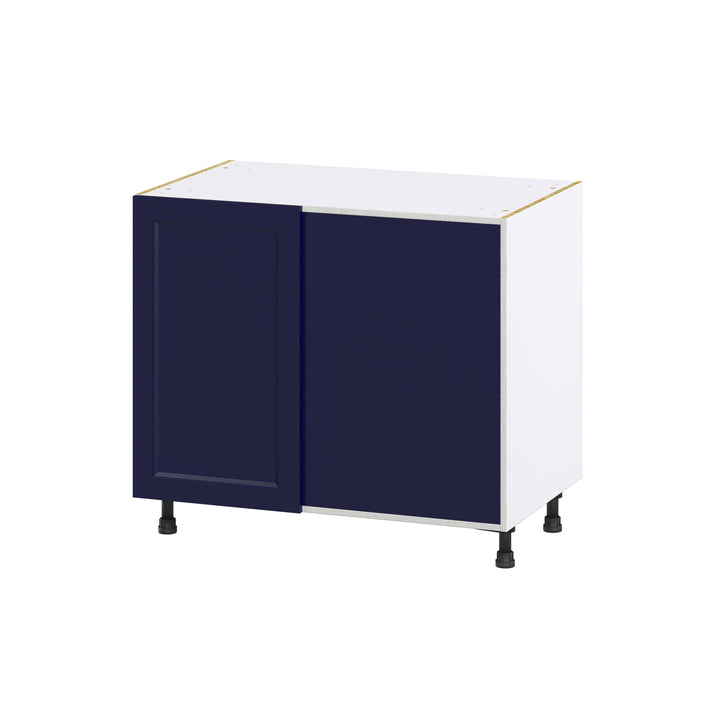 Hugo&Borg Lorette 39-in W x 34.5-in H x 24-in D Navy Blue Blind Corner Base Fully Assembled Cabinet (Recessed Panel Shaker Style)