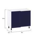 Hugo&Borg Lorette 39-in W x 34.5-in H x 24-in D Navy Blue Blind Corner Base Fully Assembled Cabinet (Recessed Panel Shaker Style)