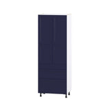 Hugo&Borg Lorette 30-in W x 84.5-in H x 24-in D Navy Blue 3-Drawers Pantry Fully Assembled Cabinet (Recessed Panel Shaker Style)