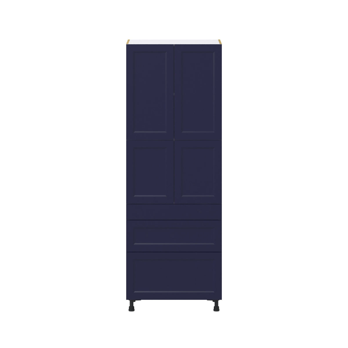 Hugo&Borg Lorette 30-in W x 84.5-in H x 24-in D Navy Blue 3-Drawers Pantry Fully Assembled Cabinet (Recessed Panel Shaker Style)