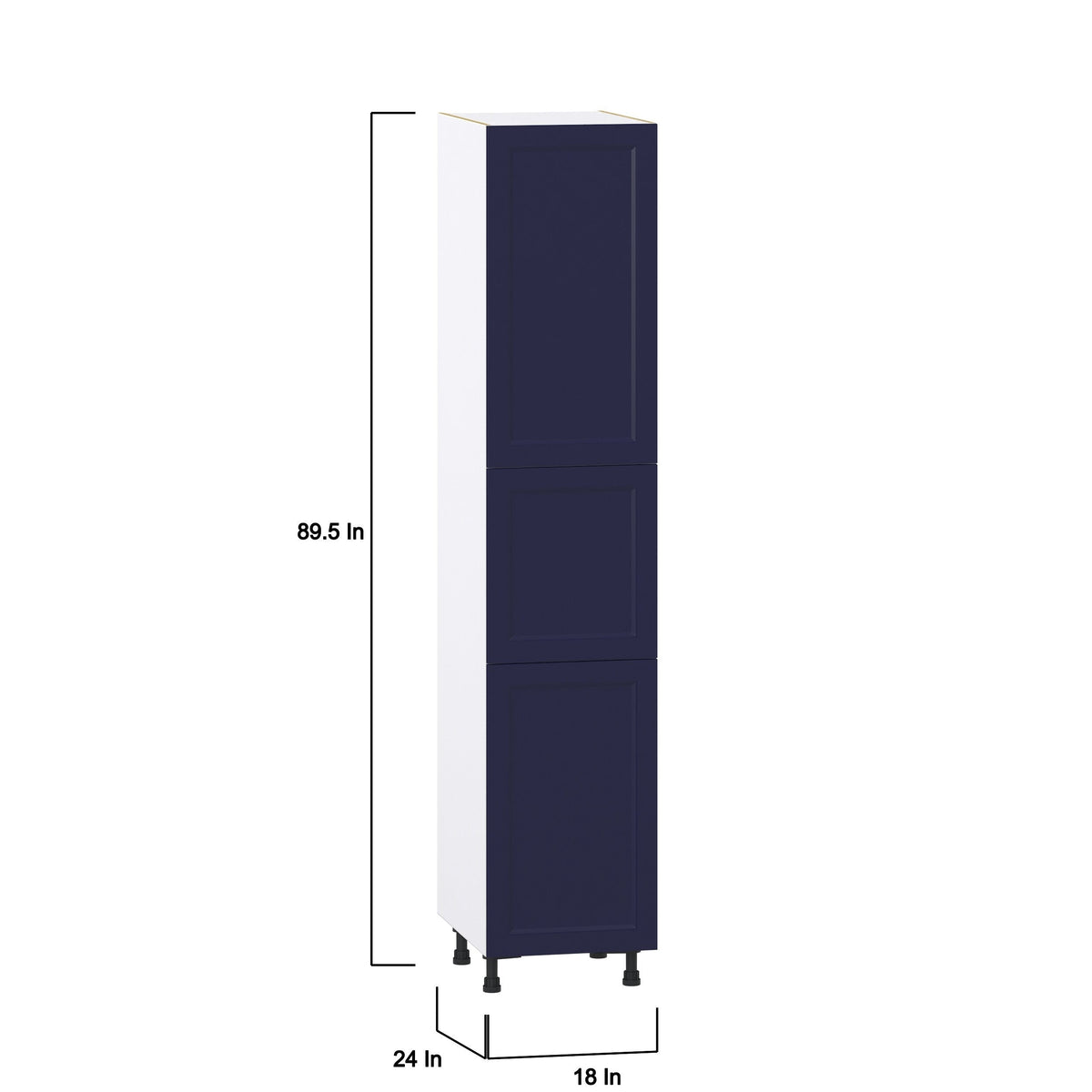 Hugo&Borg Lorette 18-in W x 89.5-in H x 24-in D Navy Blue Pantry Fully Assembled Cabinet (Recessed Panel Shaker Door Style)