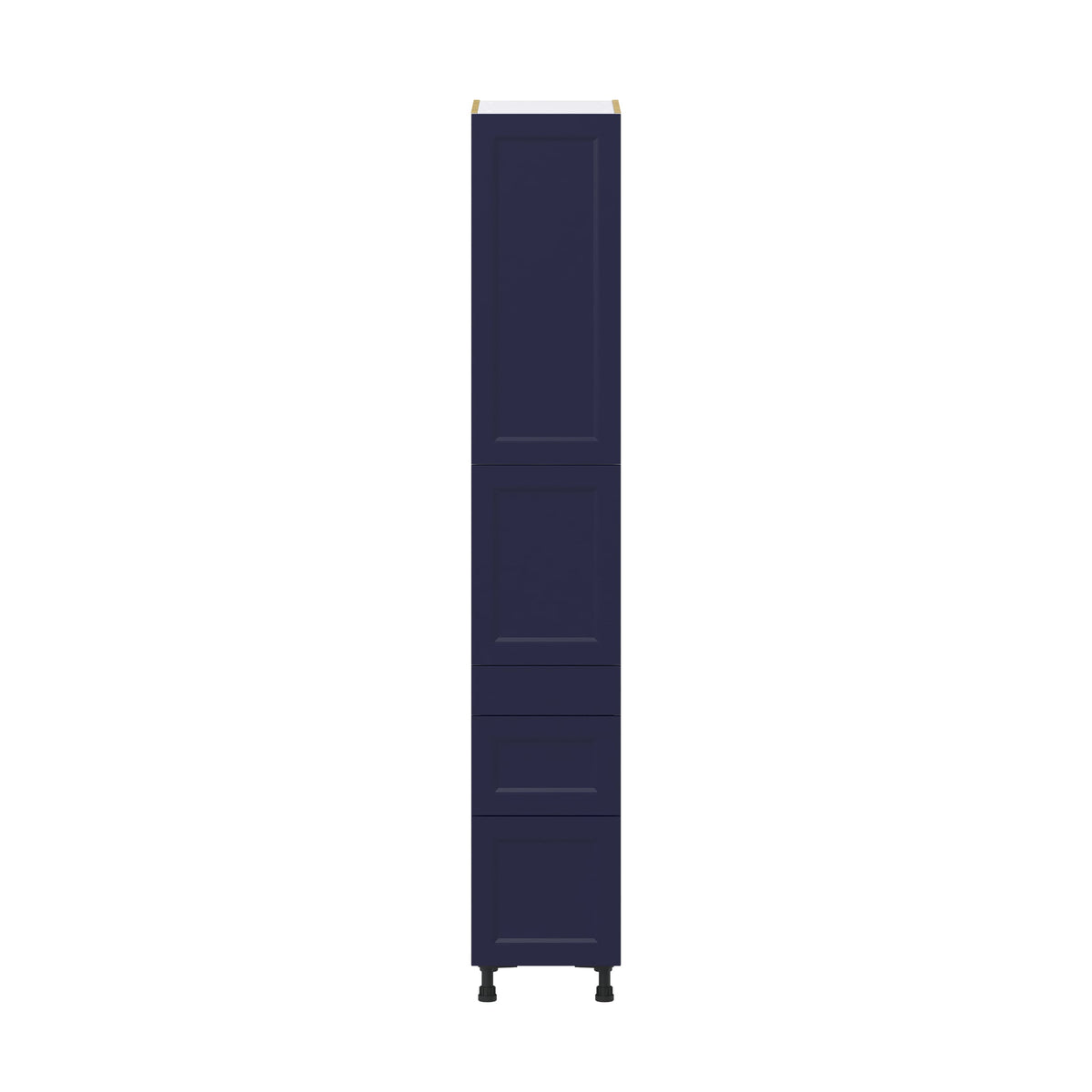 Hugo&Borg Lorette 15-in W x 89.5-in H x 24-in D Navy Blue 3-Drawers Pantry Fully Assembled Cabinet (Recessed Panel Shaker Style)