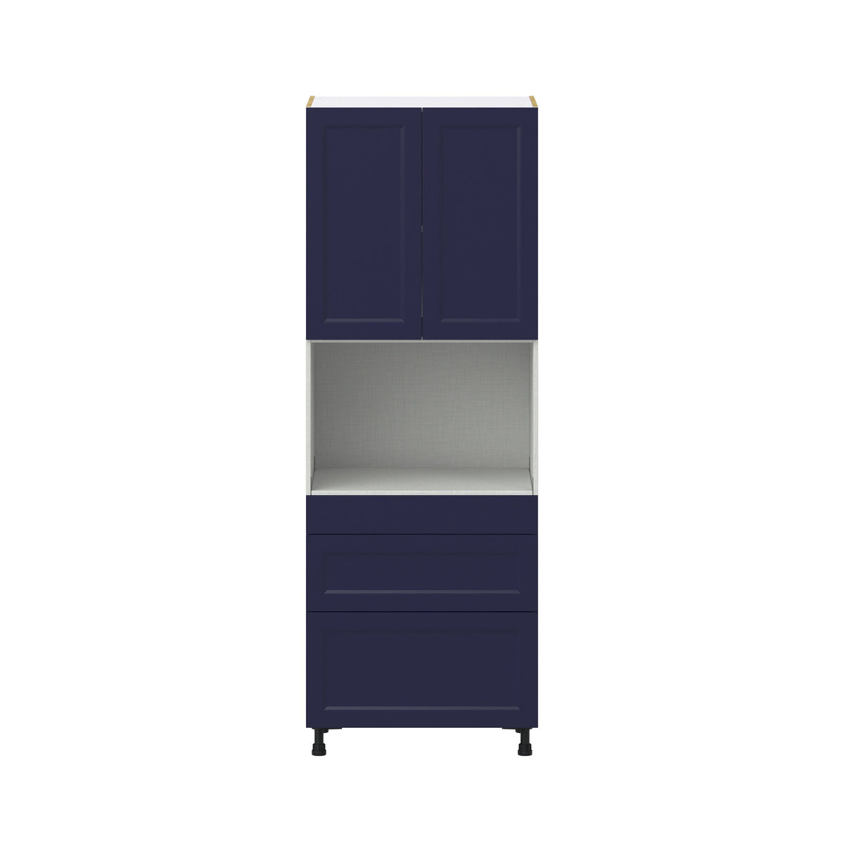Hugo&Borg Lorette 30-in W x 84.5-in H x 24-in D Navy Blue 3-Drawers Microwave Base Fully Assembled Cabinet (Recessed Panel Shaker Style)