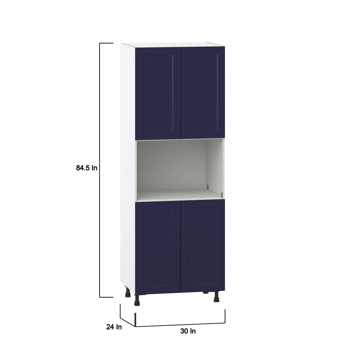 Hugo&Borg Lorette 30-in W x 84.5-in H x 24-in D Navy Blue Microwave Base Fully Assembled Cabinet (Recessed Panel Shaker Style)