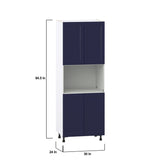 Hugo&Borg Lorette 30-in W x 84.5-in H x 24-in D Navy Blue Microwave Base Fully Assembled Cabinet (Recessed Panel Shaker Style)