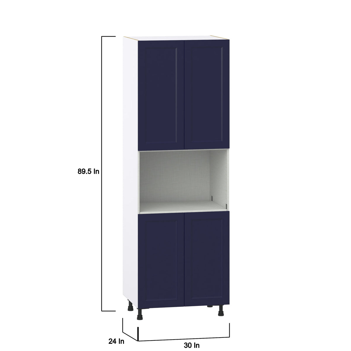 Hugo&Borg Lorette 30-in W x 89.5-in H x 24-in D Navy Blue Microwave Base Fully Assembled Cabinet (Recessed Panel Shaker Style)