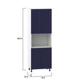 Hugo&Borg Lorette 30-in W x 89.5-in H x 24-in D Navy Blue Microwave Base Fully Assembled Cabinet (Recessed Panel Shaker Style)