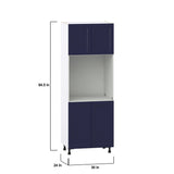 Hugo&Borg Lorette 30-in W x 84.5-in H x 24-in D Navy Blue Single Oven Base Fully Assembled Cabinet (Recessed Panel Shaker Style)