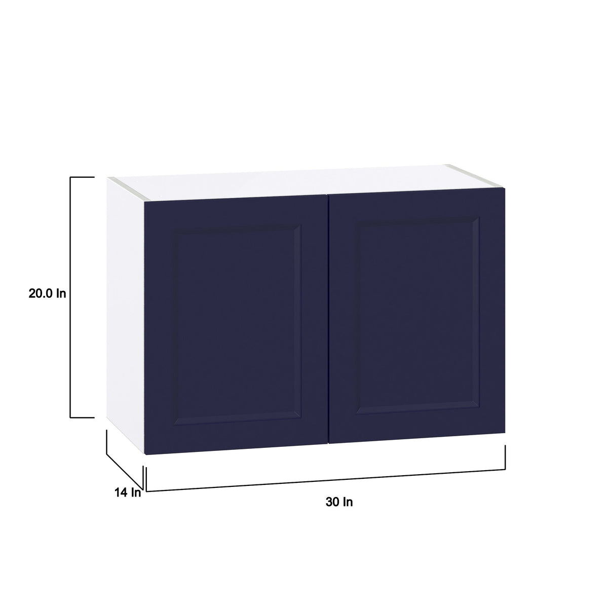Hugo&Borg Lorette 30-in W x 20-in H x 14-in D Navy Blue Wall Fully Assembled Cabinet (Recessed Panel Shaker Door Style)