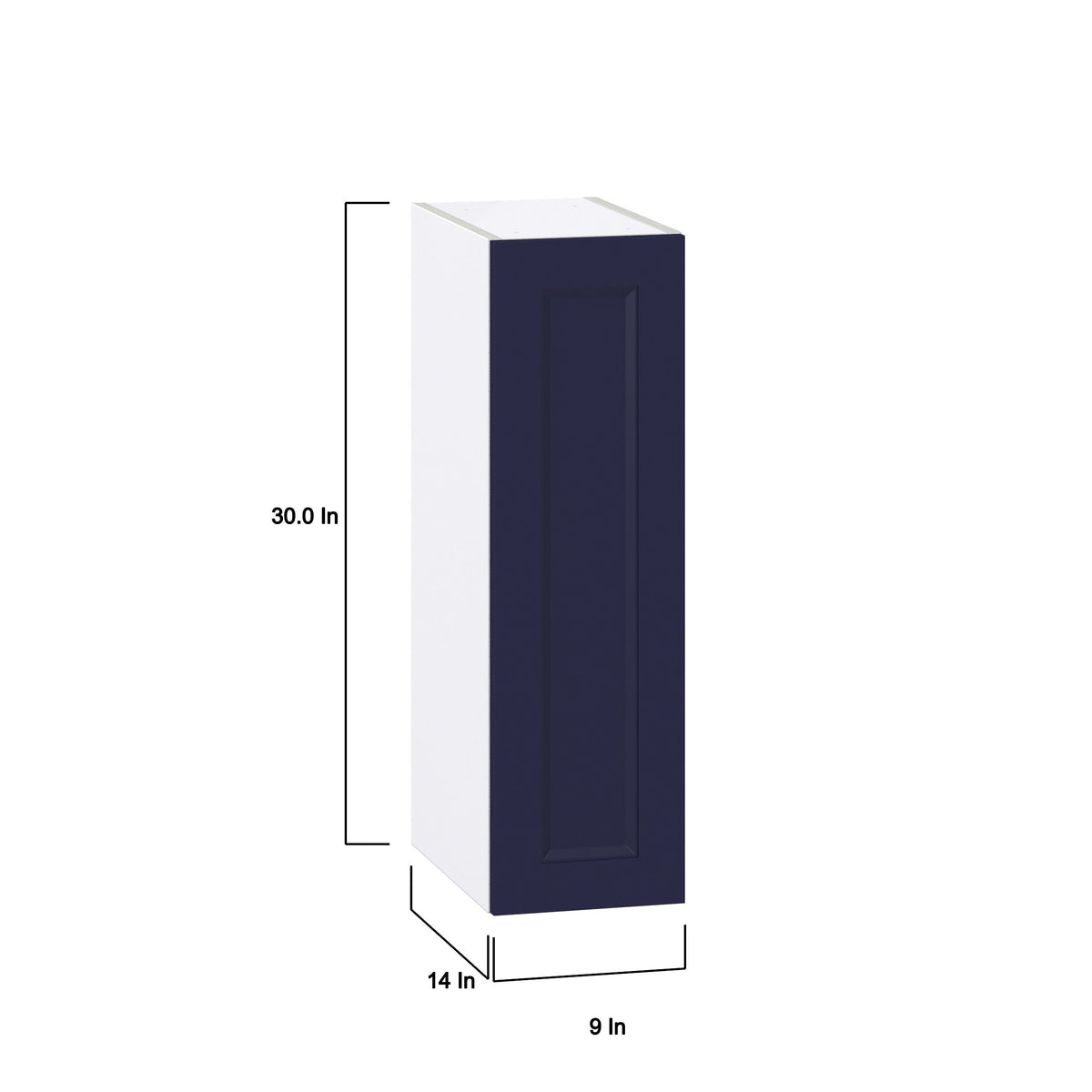 Hugo&Borg Lorette 9-in W x 30-in H x 14-in D Navy Blue Wall Fully Assembled Cabinet (Recessed Panel Shaker Door Style)