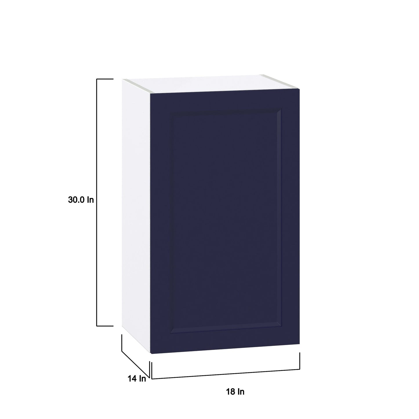 Hugo&Borg Lorette 18-in W x 30-in H x 14-in D Navy Blue Wall Fully Assembled Cabinet (Recessed Panel Shaker Door Style)