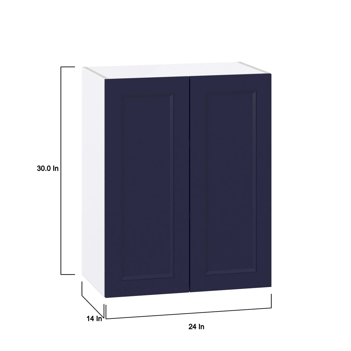 Hugo&Borg Lorette 24-in W x 30-in H x 14-in D Navy Blue Wall Fully Assembled Cabinet (Recessed Panel Shaker Door Style)