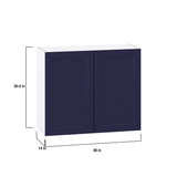 Hugo&Borg Lorette 36-in W x 30-in H x 14-in D Navy Blue Wall Fully Assembled Cabinet (Recessed Panel Shaker Door Style)
