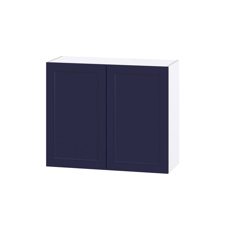 Hugo&Borg Lorette 36-in W x 30-in H x 14-in D Navy Blue Wall Fully Assembled Cabinet (Recessed Panel Shaker Door Style)