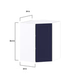 Hugo&Borg Lorette 24-in W x 30-in H x 14-in D Navy Blue Diagonal Corner Wall Fully Assembled Cabinet (Recessed Panel Shaker Style)