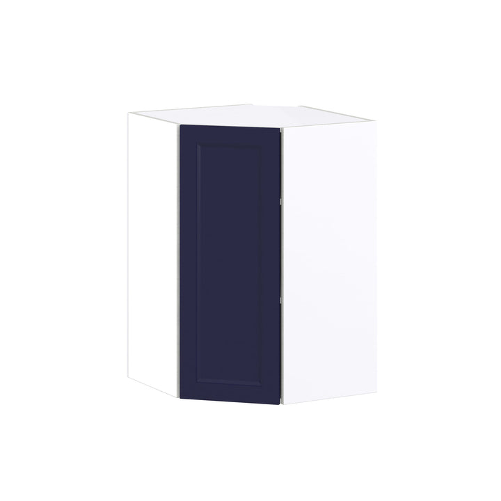 Hugo&Borg Lorette 24-in W x 35-in H x 14-in D Navy Blue Diagonal Corner Wall Fully Assembled Cabinet (Recessed Panel Shaker Style)