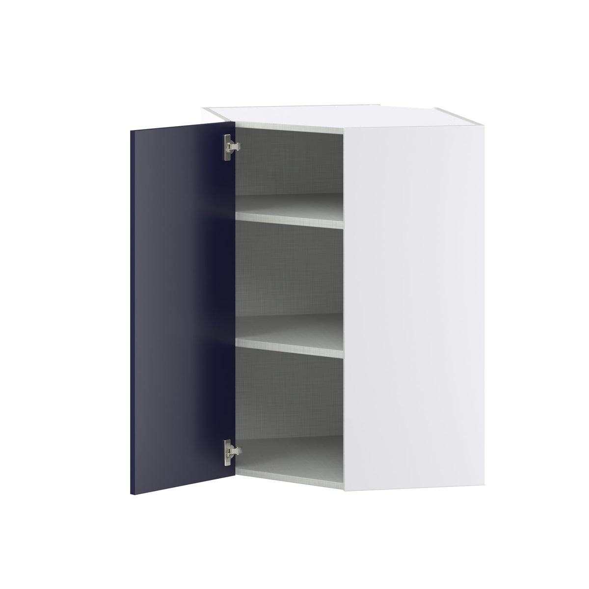 Hugo&Borg Lorette 24-in W x 35-in H x 14-in D Navy Blue Diagonal Corner Wall Fully Assembled Cabinet (Recessed Panel Shaker Style)
